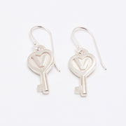Heart key pierced earrings