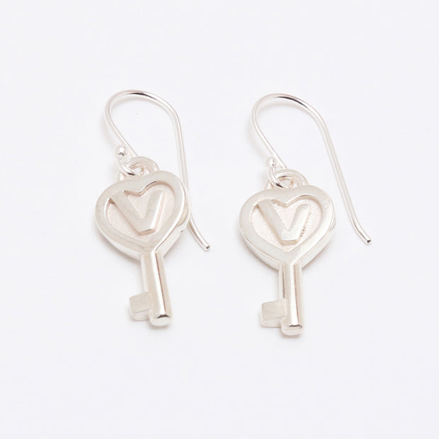 Heart key pierced earrings