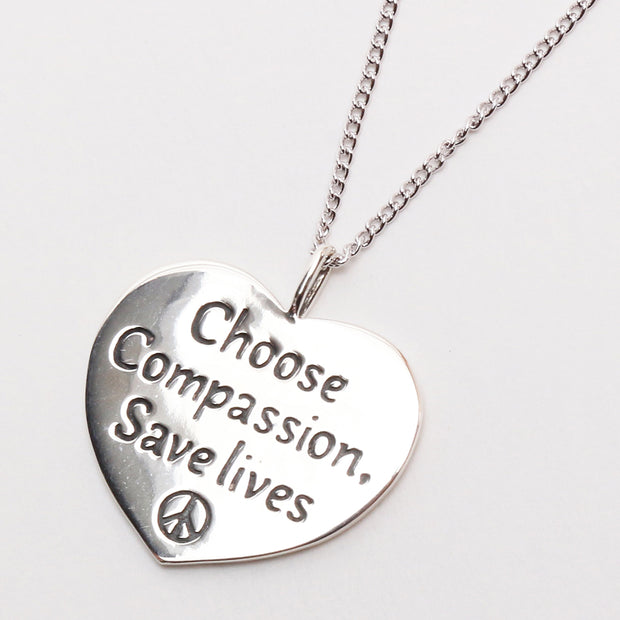 Vegan Choose compassion heart necklace